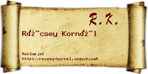 Récsey Kornél névjegykártya